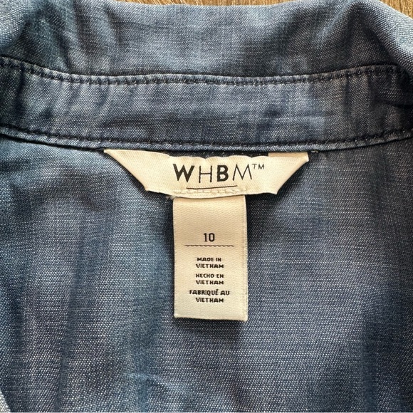 White House Black Market Blue Denim Midi Dress sleeveless belted size 10 - Picture 4 of 6